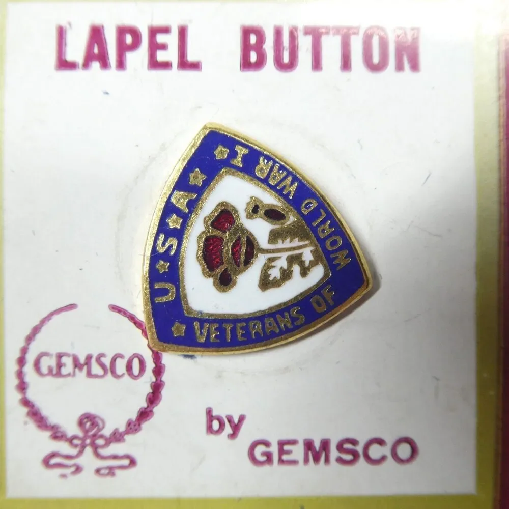 USA Veterans of World War I Enamel Lapel Pin Vintage Screwback Gemsco